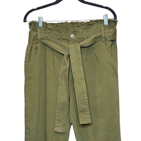 Hudson remi high rise paperbag straight leg pants in olive green size 30 - Picture 4 of 16